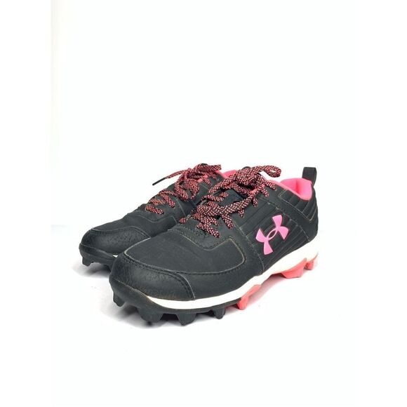 Under Armour Leadoff Low RM Baseball Cleats Black Hot Pink Girls Youth Kids 4.5 - Picture 3 of 8